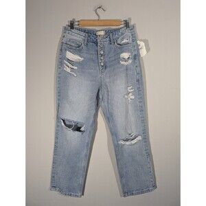 NWT Altar'd State‎ Jeans Women 30 Light Wash High Rise Distressed Straight Leg